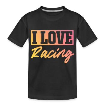 Ich liebe Rennen - Kinder Premium Bio T-Shirt - Schwarz - Vorne
