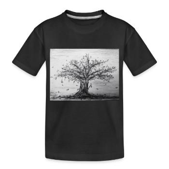 Herbst, Apfelbaum - Kinder Premium Bio T-Shirt - Schwarz - Vorne