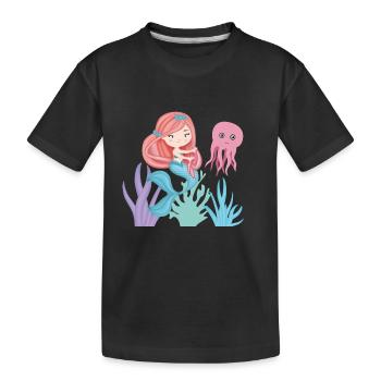 petite sirene avec son ami pieuvre - T-shirt bio Premium Enfant - noir - Devant