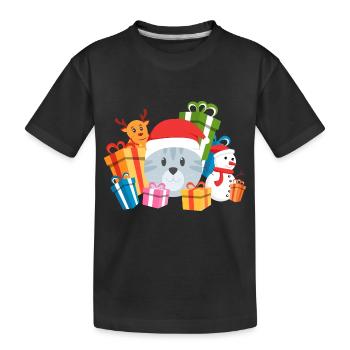 Christmas Cat Present - Kinder Premium Bio T-Shirt - Schwarz - Vorne