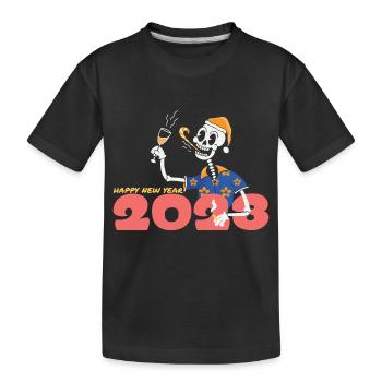 Happy New Year 2023 New Year's Eve Christmas - Kids' Premium Organic T-Shirt - black - Front