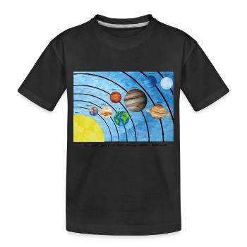 Sonnensystem Merkspruch - Kinder Premium Bio T-Shirt - Schwarz - Vorne