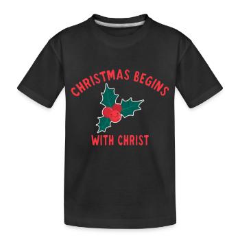Christmas Begins With Christ branche de gui - T-shirt bio Premium Enfant - noir - Devant
