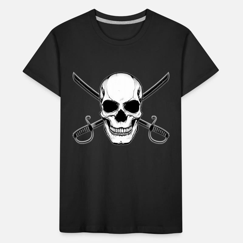 Crâne de drapeau pirate avec épées T-shirt bio Premium Enfant