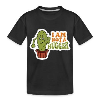 Ich bin kein Hugger Sarkastic Cactus Design - Kinder Premium Bio T-Shirt - Schwarz - Vorne