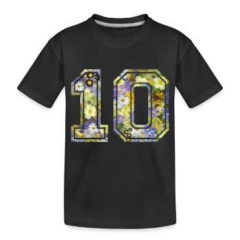 Numero 10 fleur, Équipe Foot, basket université - T-shirt bio Premium Enfant - noir - Devant