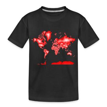 Rote Weltkarte mit weißem Zentrum - Kinder Premium Bio T-Shirt - Schwarz - Vorne