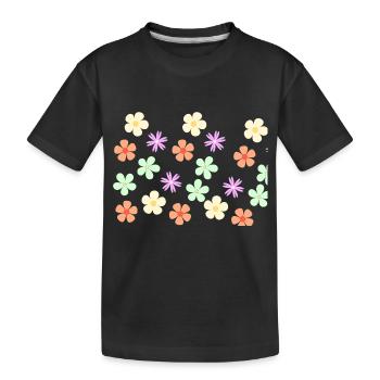 blumenwiese - bunte blumen - Kinder Premium Bio T-Shirt - Schwarz - Vorne