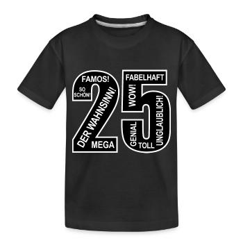 25. Geburtstag Wow Lustiges Motiv Nummer Ziffer 25 - Kinder Premium Bio T-Shirt - Schwarz - Vorne