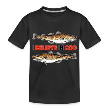 Fishing - I believe in Cod - Kids' Premium Organic T-Shirt - black - Front