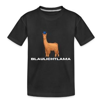 Blaulichtlama, Lama, Blaulicht, Geschenk - Kinder Premium Bio T-Shirt - Schwarz - Vorne