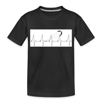 Herzschlag Kitesurfen Lenkdrachen surfen - Kinder Premium Bio T-Shirt - Schwarz - Vorne