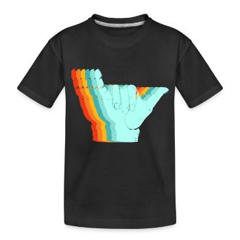 Surf-Retro-Schild - Kinder Premium Bio T-Shirt - Schwarz - Vorne