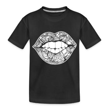 Lèvres, bouche, baisers lèvres - T-shirt bio Premium Enfant - noir - Devant