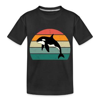 Orca Retro Stil Männer Frauen Neuheit Vintage Lustig - Kinder Premium Bio T-Shirt - Schwarz - Vorne