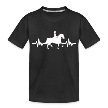 Herzschlag Pferd - Hengst Stute Ross Reitsport - Kinder Premium Bio T-Shirt - Schwarz - Vorne