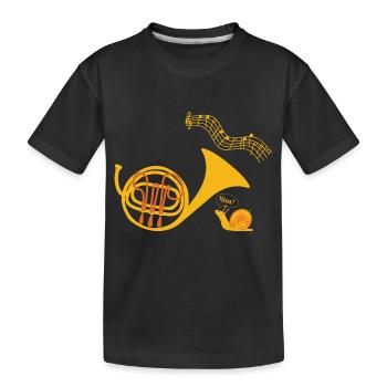 Lustiges Shirt französisches Horn Musikinstrument - Kinder Premium Bio T-Shirt - Schwarz - Vorne
