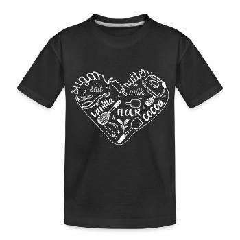 Herz zum Backen - Kinder Premium Bio T-Shirt - Schwarz - Vorne