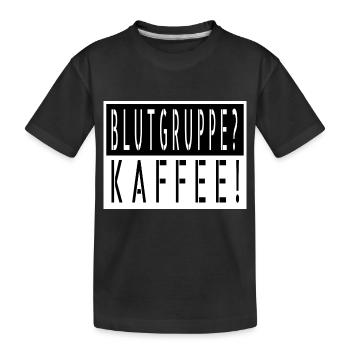 lustig süchtig frühstück geburtstag morgenmuffel - Kinder Premium Bio T-Shirt - Schwarz - Vorne