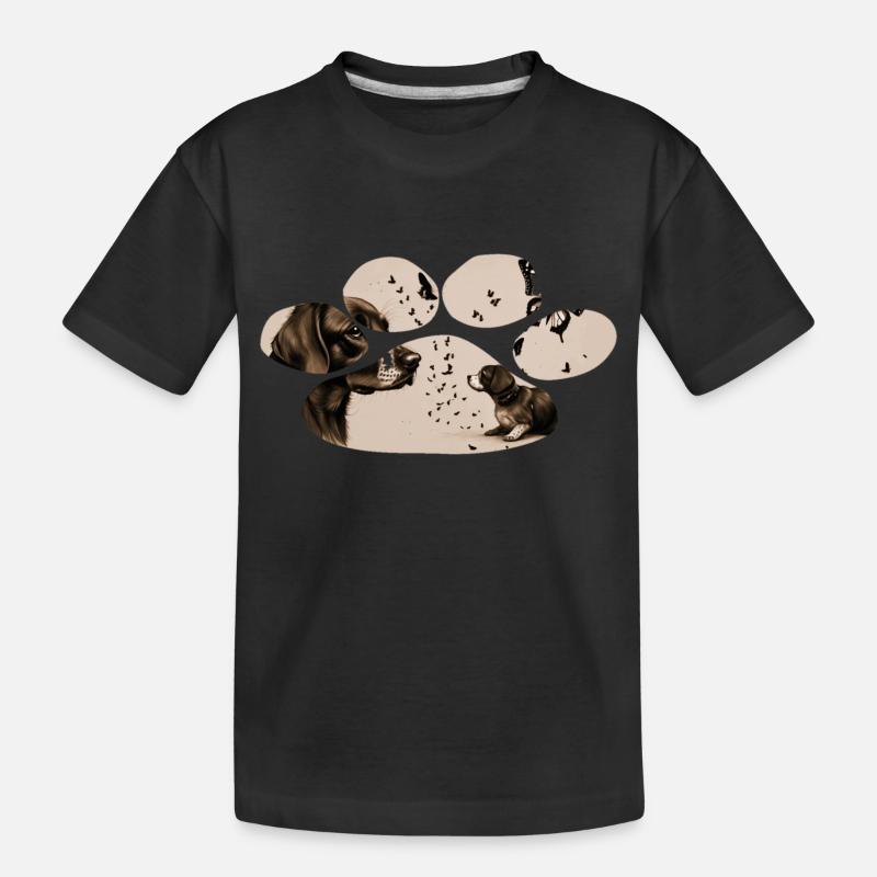 Le chien et le papillon - T-shirt bio Premium Enfant - noir