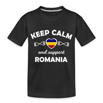 Die Fans aus Rumänien - Kinder Premium Bio T-Shirt - Schwarz - Vorne