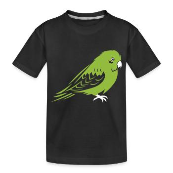 Cute little parakeet - Kids' Premium Organic T-Shirt - black - Front
