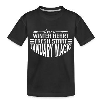 Winter Heart Fresh Start January Magic - Kids' Premium Organic T-Shirt - black - Front