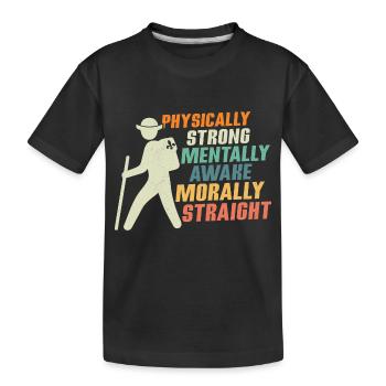 Scout Strength: Physical, Mental, Moral Tee - Kids' Premium Organic T-Shirt - black - Front