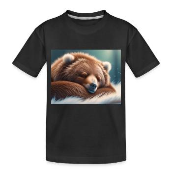 Niedliche Tiere im Winterschlaf – Braunbär - Kinder Premium Bio T-Shirt - Schwarz - Vorne