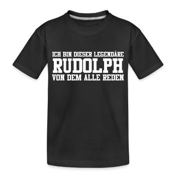 Rudolph Name Design - Kinder Premium Bio T-Shirt - Schwarz - Vorne
