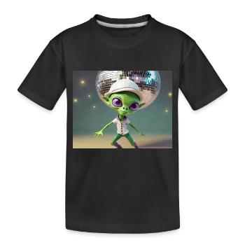 niedliche kleine grüne retro vintage alien jeden tag - Kinder Premium Bio T-Shirt - Schwarz - Vorne