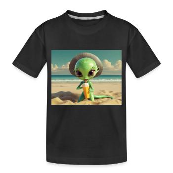 mignon petit vert rétro vintage extraterrestre bain de soleil - T-shirt bio Premium Enfant - noir - Devant