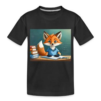 cute little fiend fox everyday life – is reading - Kids' Premium Organic T-Shirt - black - Front