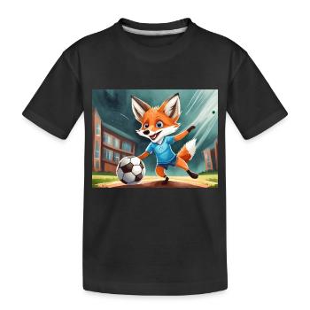 cute little fiend fox everyday life – soccer - Kids' Premium Organic T-Shirt - black - Front
