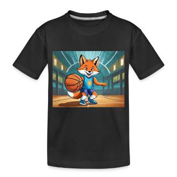 cute little fiend fox everyday life – basketball - Kids' Premium Organic T-Shirt - black - Front