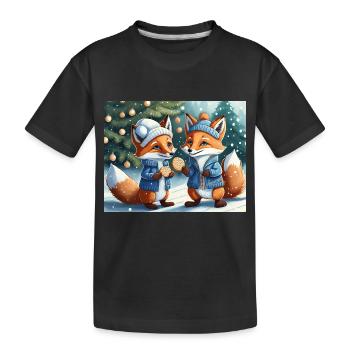 cute little fiend fox everyday life – cookies - Kids' Premium Organic T-Shirt - black - Front