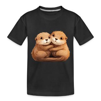 Loutre Amour Étreindre Se Tenir La Main Câlin - T-shirt bio Premium Enfant - noir - Devant
