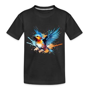 Peinture de mésange bleue, éclaboussures de peinture - T-shirt bio Premium Enfant - noir - Devant