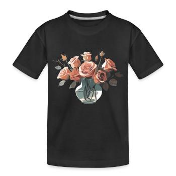 Rosen in Vase rot pink ästhetisch - Kinder Premium Bio T-Shirt - Schwarz - Vorne