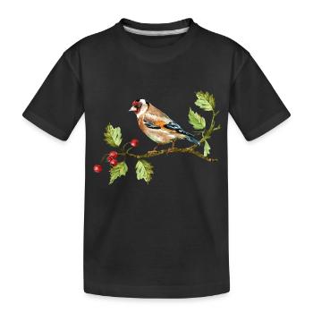 Bunter Vogel - Kinder Premium Bio T-Shirt - Schwarz - Vorne