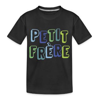 Little brother, birth, pregnancy - Kids' Premium Organic T-Shirt - black - Front