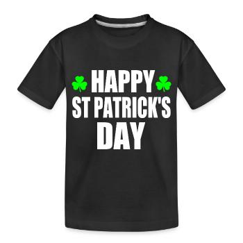 happy st patrick's day - Kids' Premium Organic T-Shirt - black - Front