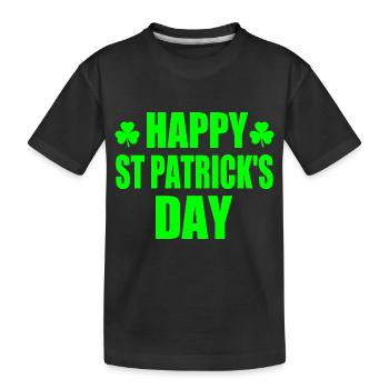 happy st patrick's day - Kids' Premium Organic T-Shirt - black - Front