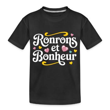 Ronrons et bonheur - T-shirt bio Premium Enfant - noir - Devant