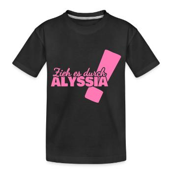 First name Alyssia - Kids' Premium Organic T-Shirt - black - Front