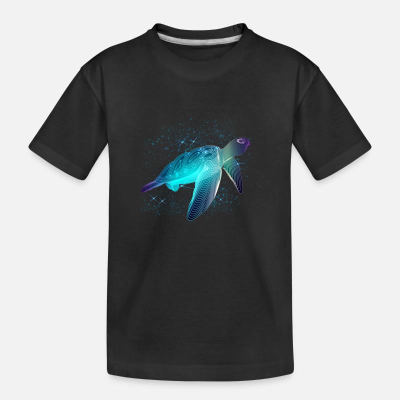 Schildkröte mit Sternen - Kinder Premium Bio T-Shirt - Schwarz