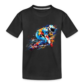 Snowboard Sport Spiel Champion Wettbewerb Zusammenfassung - Kinder Premium Bio T-Shirt - Schwarz - Vorne