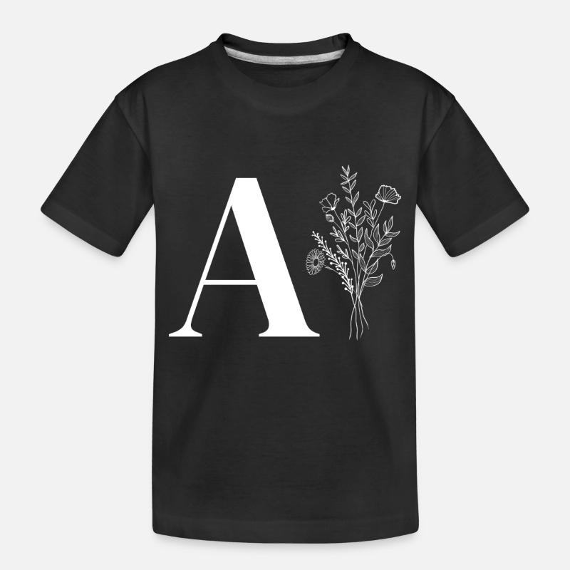 Lette a fleurs minimalistes - T-shirt bio Premium Enfant - noir