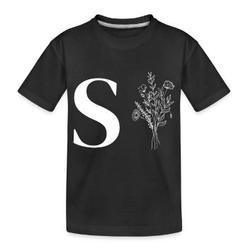 Minimalistische Blumen - Kinder Premium Bio T-Shirt - Schwarz - Vorne