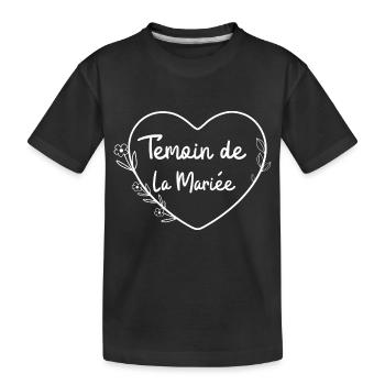 Témoin de la mariée cœur floral - T-shirt bio Premium Enfant - noir - Devant